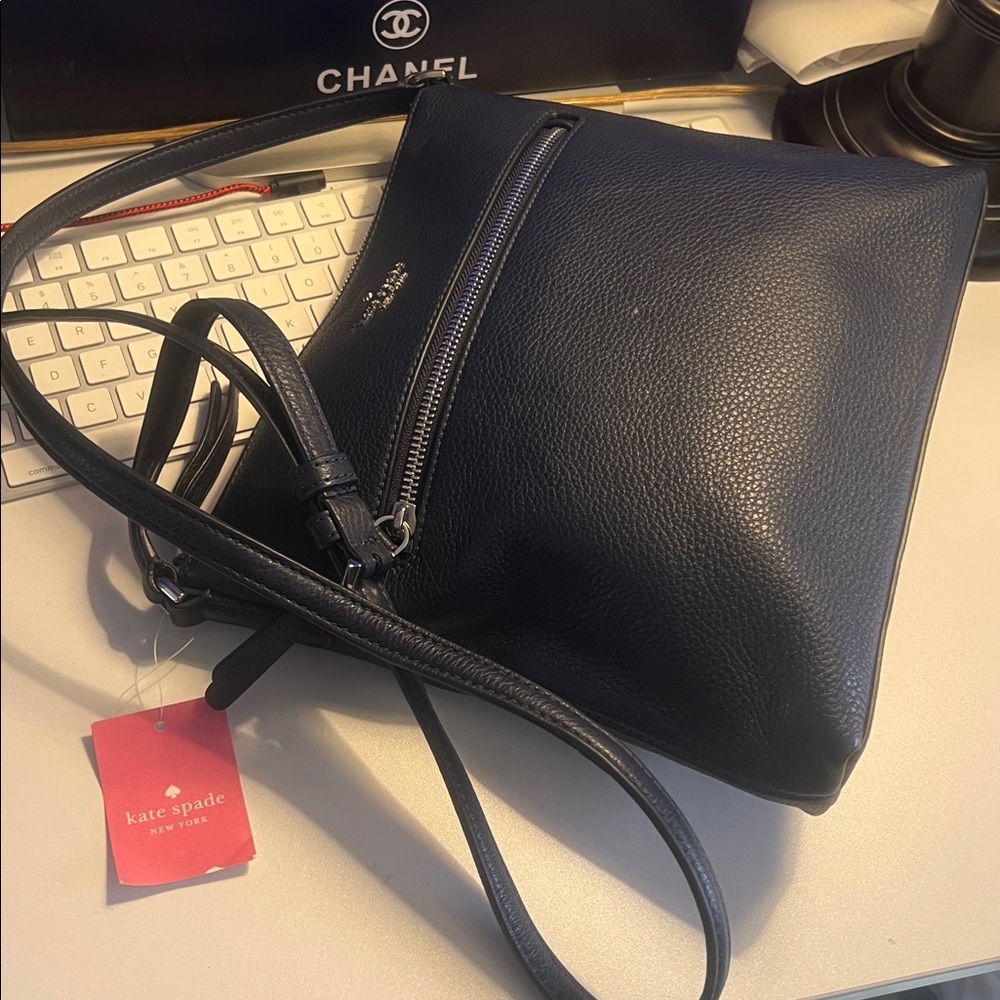 🛑 1 hour sale. NWT. Kate Spade, Blue Leather Crossbody Bag, silver tone hardware - Picture 9 of 9